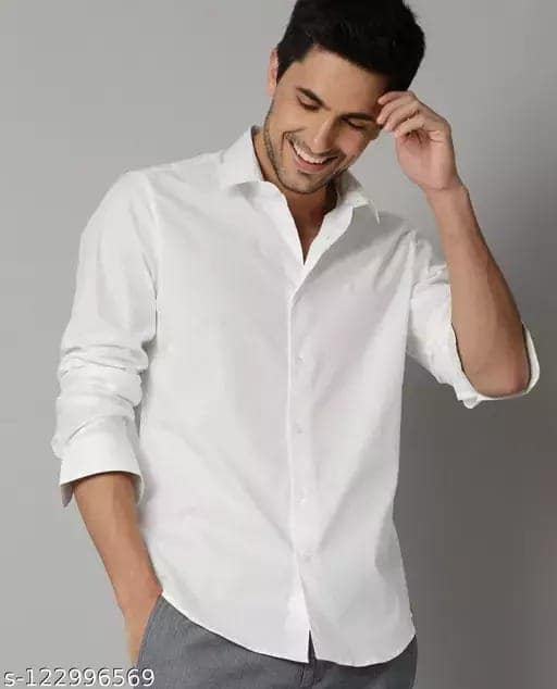JMD White plain satin shirt for men view 4