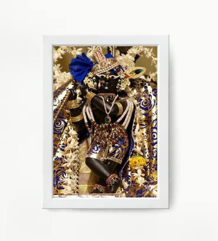 NOKKES Radha Raman Ji Vrindavan Radha Raman Thakur Ji White Photo Frames Religious Photo frame 5X7 Inch Photo Frame_QWW102