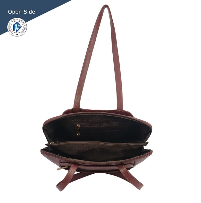 Genuine Leather Maroon FHS Satchel bag for Girls & Women - Maroon view 4