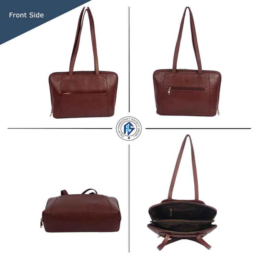 Genuine Leather Maroon FHS Satchel bag for Girls & Women - Maroon view 6