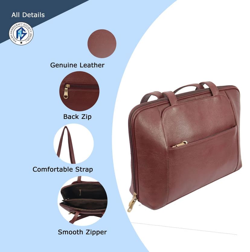 Genuine Leather Maroon FHS Satchel bag for Girls & Women - Maroon view 7