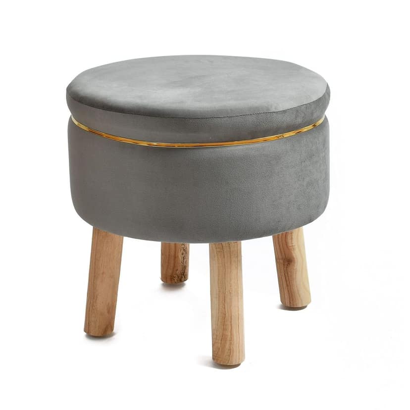 SmartKart Ottoman Pouffe Stool for Living Room Poof Sitting Furniture Footrest Pouffe for Sitting | Foot Stool for Office, 16x16x16 Inch, Brown (Combo, Grey) view 2