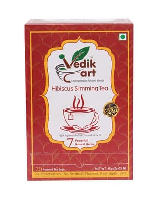 Hibiscus Slimming Tea for Powerful Natural Herbs (20 Tea Bag) The Perfect Way to Fight Fat and Commit to Being Fit. Try Vedikart Hibiscus Slimming Tea Today! Enjoy a Guilt-Free Cup of Tea with Vedikart Hibiscus Slimming Tea