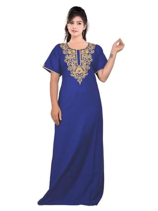 VALENCIA SLEEPWEAR lissybissy Cotton Resham Embroidery Nighty Night Gown Maxi for Women A line (XX_Large, Exact Purple)