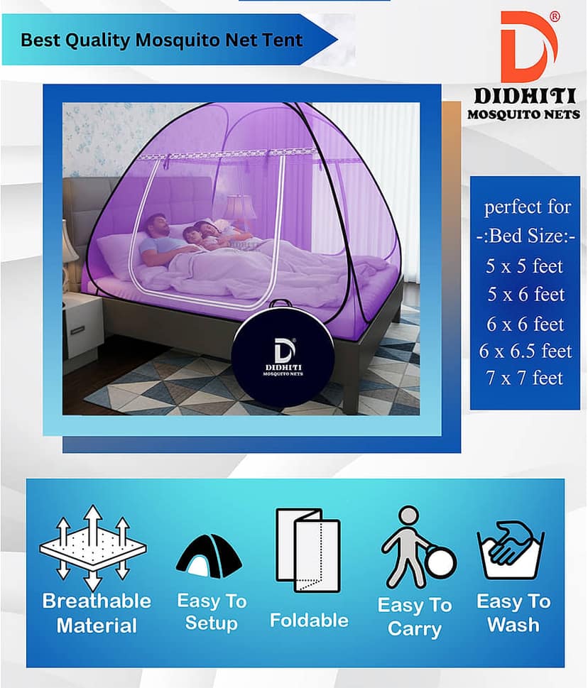 didhiti - Pink Polycotton Foldable Mosquito Net ( Pack of 1 ) view 2