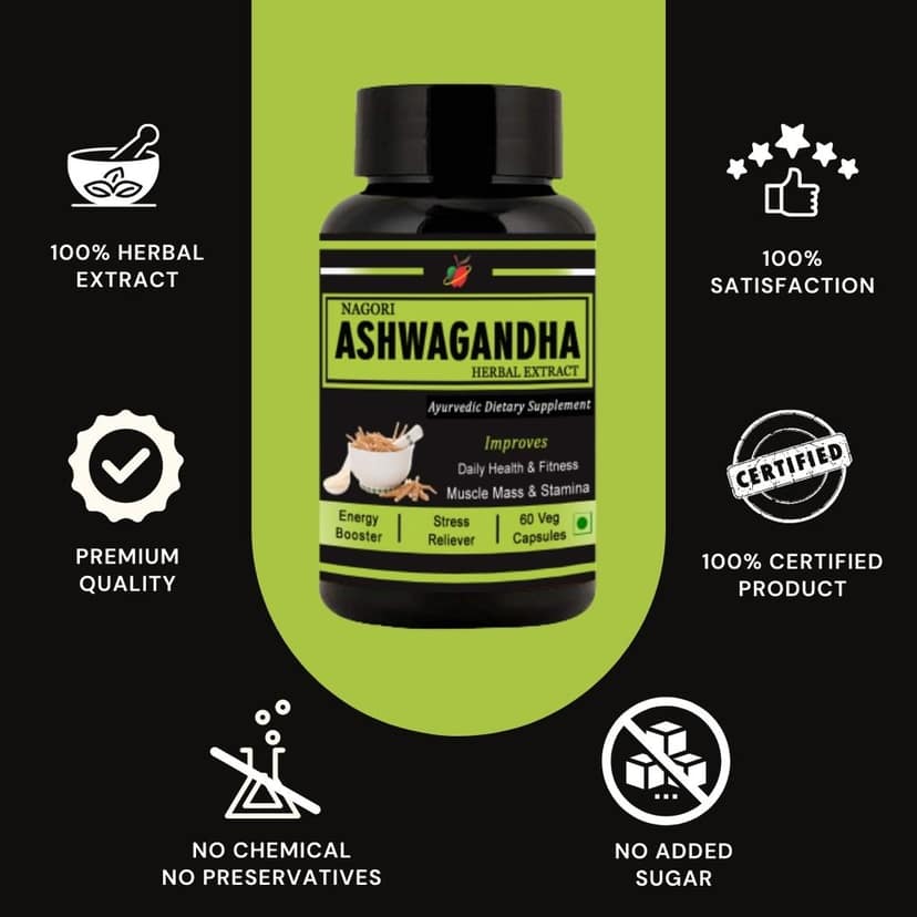 Medinutrica Ashwagandha Extract , Improves Muscles Strength, Energy and Immunity Booster, 60 Ashwagandha Capsules view 2