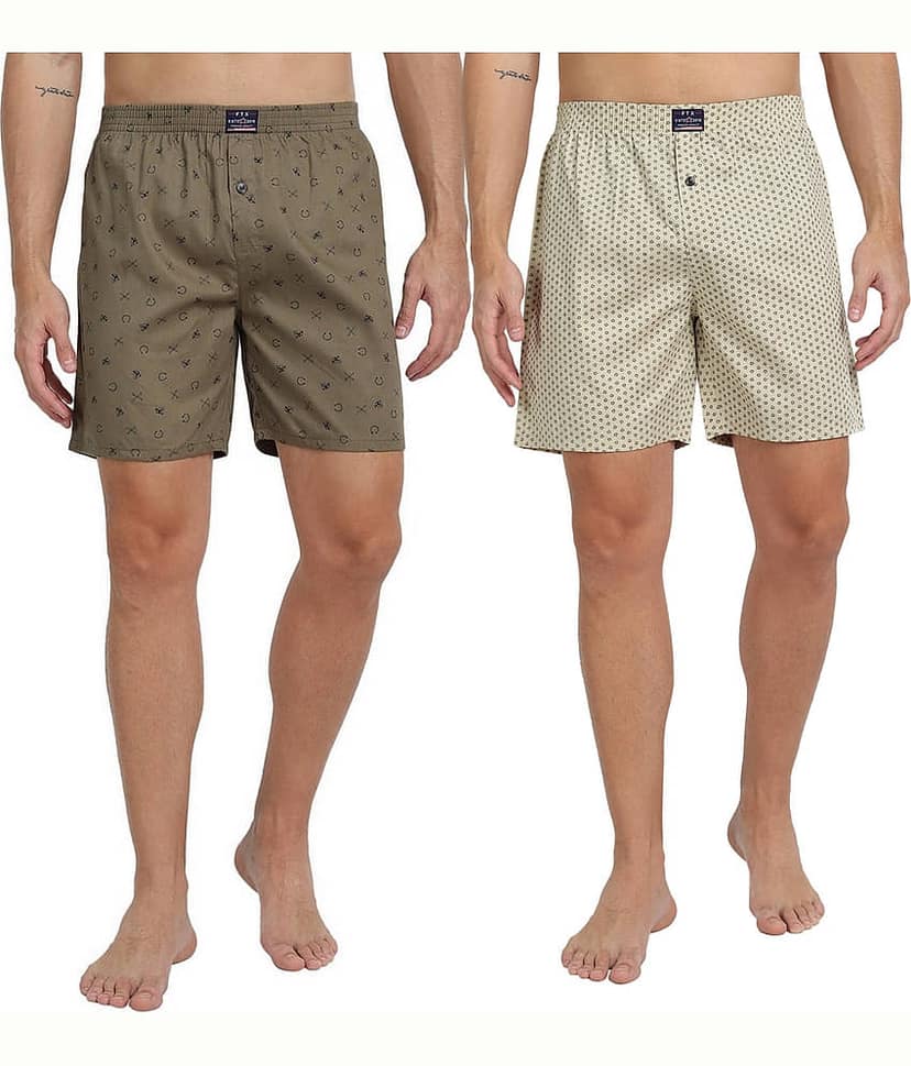 FTX Pack of 2 Cotton Boxers For Men's ( Beige )
