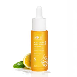 Plum 2% Alpha Arbutin & Hyaluronic Acid Face Serum | Fades Tan | Brightens Skin | Controls Melanin Production | with Yuzu Lemon & Licorice | Fragrance-Free | 100% Vegan | 30 ml Plum 2% Alpha Arbutin & Hyaluronic Acid Face Serum | Fades Tan | Brightens Sk