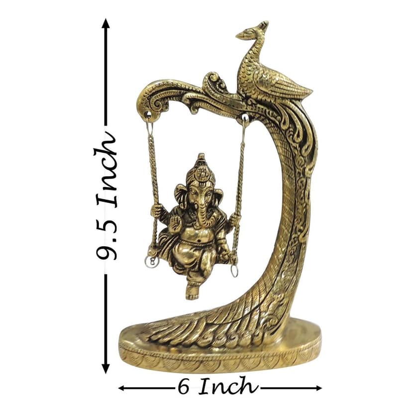 Brass Showpiece Ganesh Jhula God Idol Statue (BSMAS1343 G) view 2