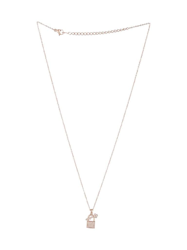 Anti-Tarnish Rose Gold Plated AD Studded Lock & Key Pendant Minimal Necklace & Chain view 4