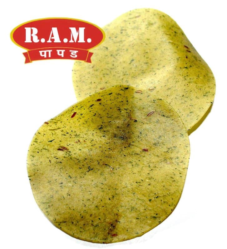 Ram Papad Palak Papad (200g) | Nutritious Spinach Infused Rice Discs Rich in Iron & Vitamins Green view 2