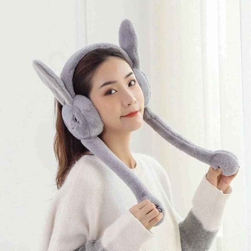 Moving Ear Plush Earmuffs (Assorted Colors, Free Size) | Cold-Proof Winter Accessory | Casual