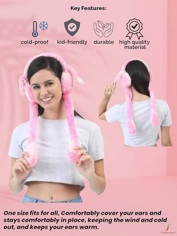 Moving Ear Plush Earmuffs (Assorted Colors, Free Size) | Cold-Proof Winter Accessory | Casual view 3
