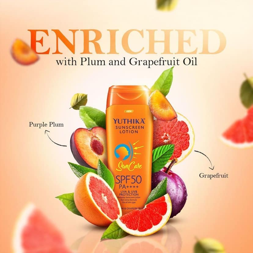 Yuthika Sunscreen Lotion SPF50 PA++++ with UVA & UVB Protection, Sunscreen for All Skin Types Combo Pack (300ml + 100ml) view 5