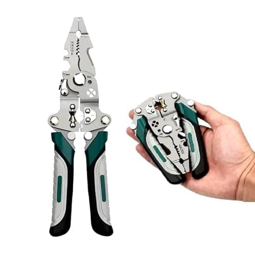 Foldable Wire Stripper Pliers with Cutting & Crimping Function | Multi-Function Electrician Hand Tool for Wire Stripping, Cable Cutting, Crimping & Electrical Repair Work | 21 cm (8.08 Inch) view 2
