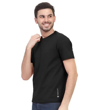 Freecultr Truly Classic Organic Men's Cotton T-Shirt | Solid Round Neck Half Sleeve | Plain Stylish t Shirts | Regular Fit | Casual T Shirt for Man Pack of 1-Carbon Black