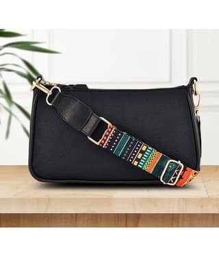 Lychee Bags Sling Bag PU Set of 1 ( Black )