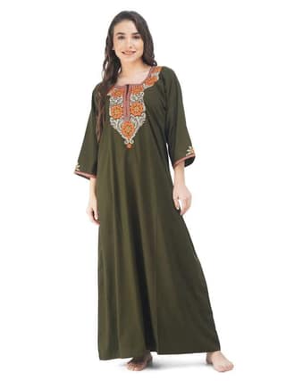 KOI SLEEPWEAR Lissybissy Cotton Nine Flowers Embroidery Full Sleeve Night Gown