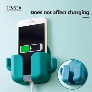 Minha Pack Of 1 Wall Mount Phone Holder Mobile Charging Stand With 2 Hook Mobie Holder For Bedroom Bathroom Kitchen Shel