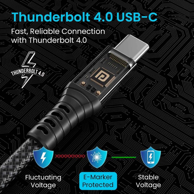 Portronics Flash C2 Thunderbolt 4 USB C, 240W Max output, 8K 60Hz Video Streaming, 40Gbps Data Transfer, 1m Cable Length view 2