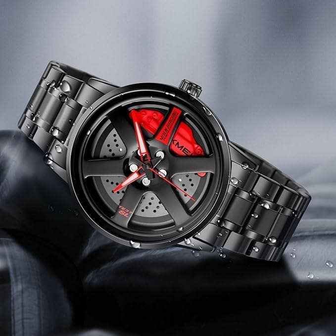 Men's Spinning Car Wheels Rolling Creative Fashion Watches for Men, Analog Watch Black Dail Zink Alloy Case Men's Watch, Black Color Stainless Steel Band, Rolling Wheel Gift Wristwatch - 1787 view 3