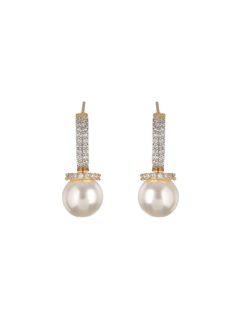 Gold Toned Pearl Minimal Officewear Drop Earrings view 5