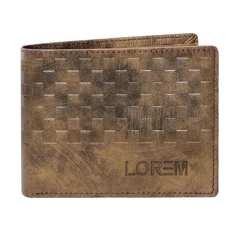 3D Emboss Square Bi-Fold Premium Faux Leather 3 ATM Card Slots Wallet for Men-B