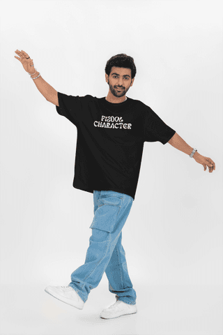 Fizool Character Oversized T-Shirt – Black
