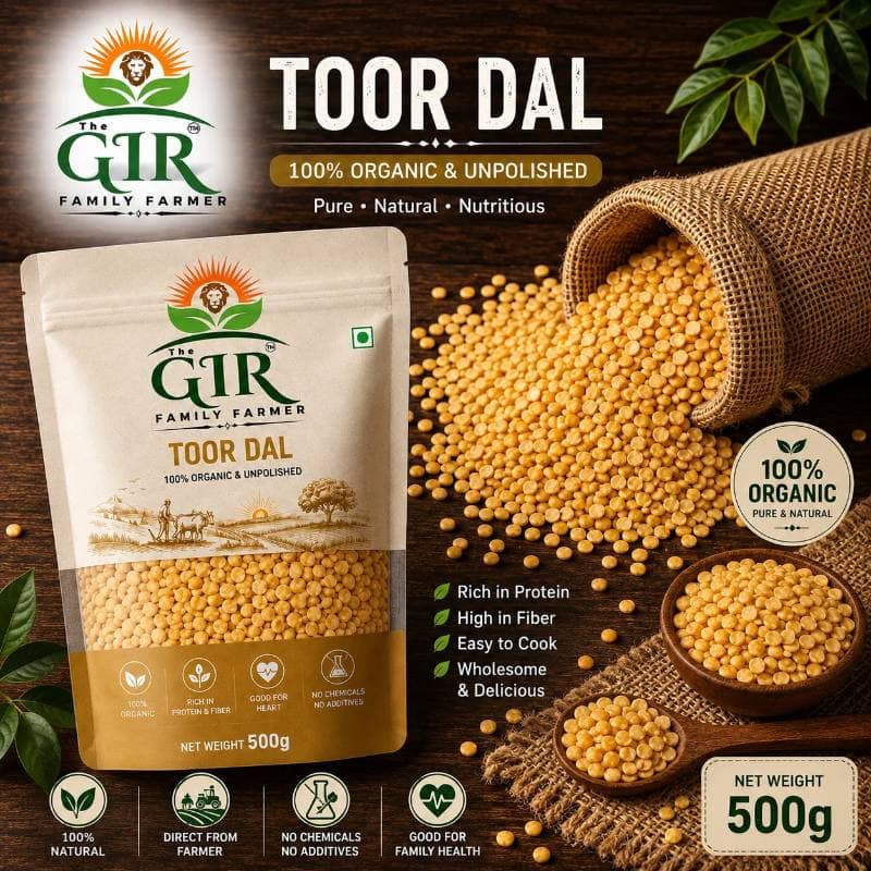 The Gir Family Farmer Toor Dal (500g) | 100% Organic & Unpolished | Everyday Cooking view 2