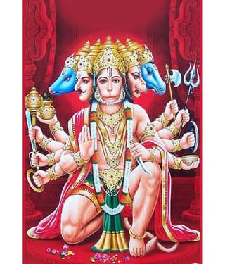 MAHALAXMI ART & CRAFT Panchmukhi Hanuman Ji Wall Print Paper Wall Poster Without Frame