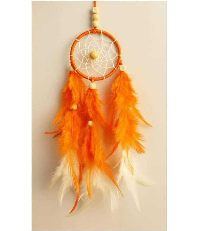 Lucky Traders Feather Orange Dream Catcher - Pack of 1 ( X cms )