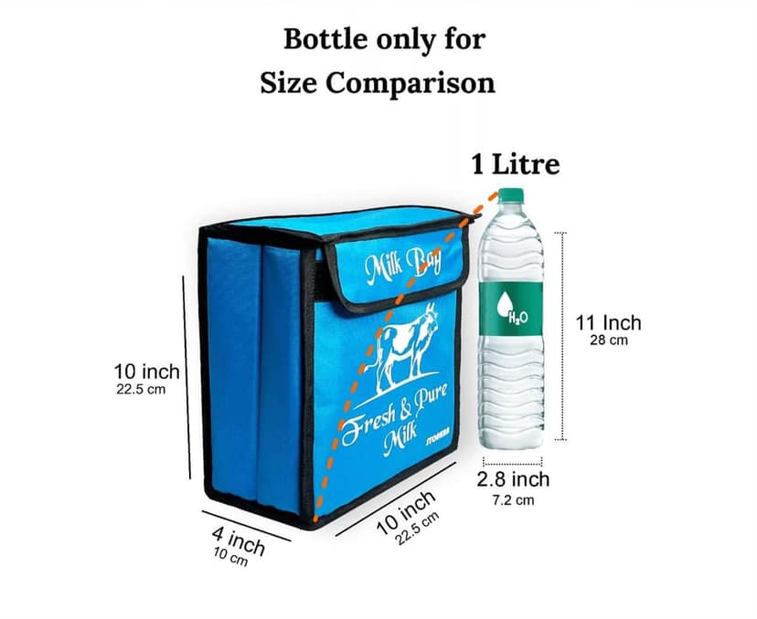 Milk Bag for Door | Cold Storage for Milk, Groceries and Perishables | 10" Inch Blue view 2