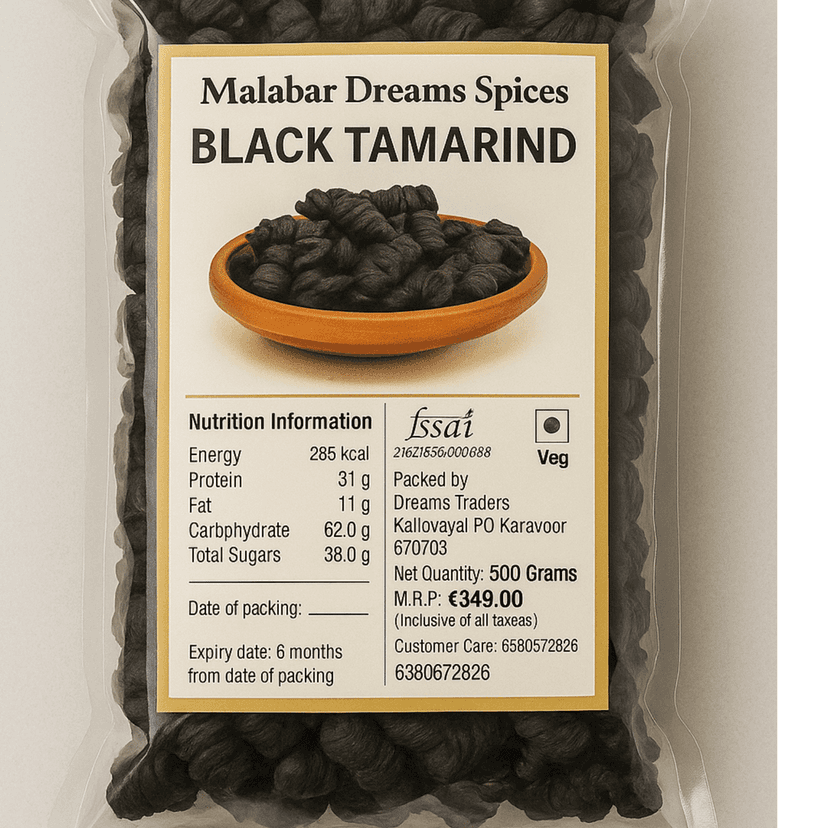 Malabar Dreams Spices Black Tamarind/Kudampuli/Brindleberry- Organic(500 Gram)