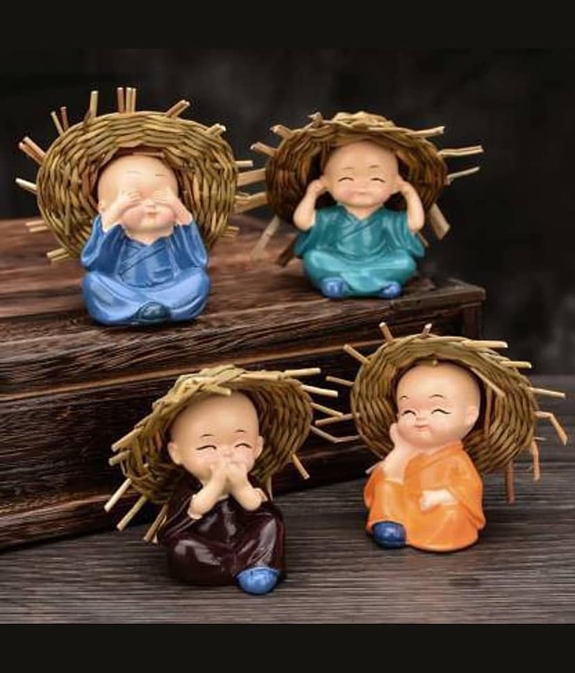 Fashion Bizz Baby Monk Hat Buddha Figurines - 6 cm, Pack of 4