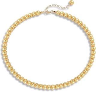 A V FASHION - Pearl Necklace For Girl and Women Yellow Pearl Necklaces for Women, 8MM Beaded Choker Necklace 1 Layer Beaded Mala Fashion Jewellery