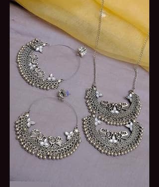 Samridhi DC Silver Alloy Necklace Set ( Pack of 1 )