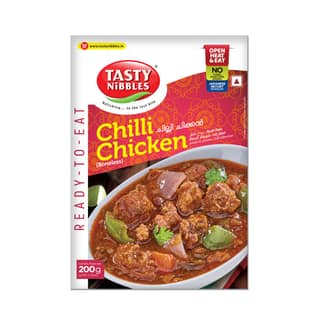Tasty Nibbles Ready to Eat Chilli Chicken Boneless 200g|No Added Preservatives Using Retort Technology