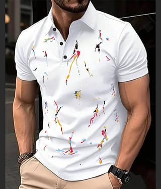 AUSK Men Cotton Blend Regular Fit Printed Polo T Shirt ( Teal Blue )