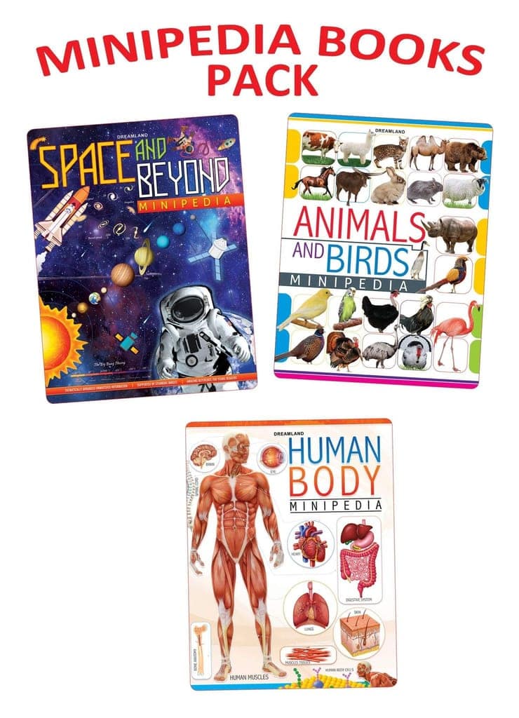 Minipedia 3 Books Pack for Kids Age 5-15 years - Space and Beyond, Animals, Human Body, 144 Pages [Paperback] Dreamland Publications view 2