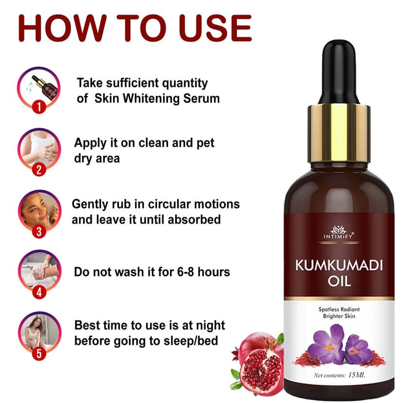 Intimify Kumkumadi Oil for Skin Brightening, Skin Whitening, Natural Radiant Glow, Anti-Ageing, Reduce Wrinkles & Fine Lines view 4