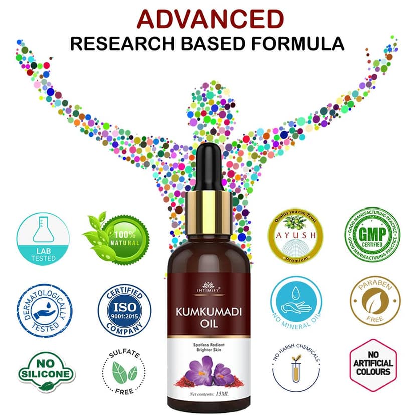Intimify Kumkumadi Oil for Skin Brightening, Skin Whitening, Natural Radiant Glow, Anti-Ageing, Reduce Wrinkles & Fine Lines view 6