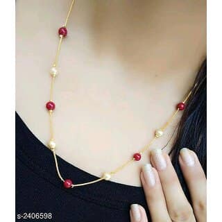 Traditional chains Red boll - 02 Gold-plated Plated Brass Chain