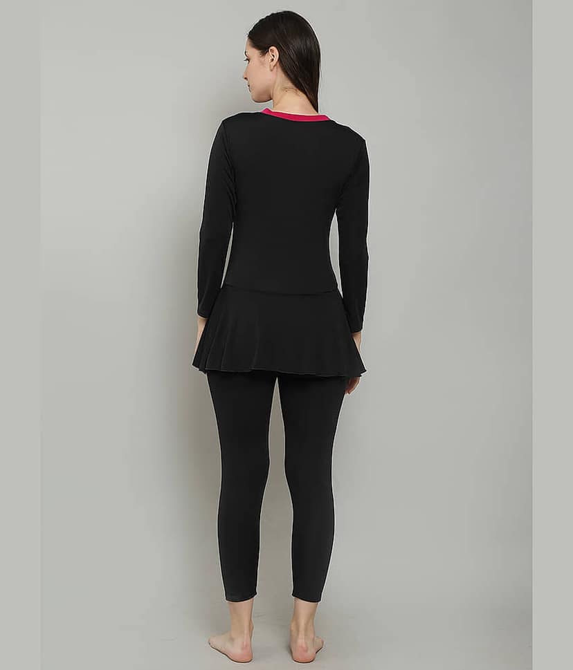 MEGASKA Black One Piece Swimming Costume view 2