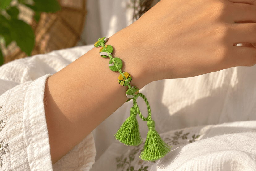 Handmade Beaded and Button Bracelet for Women view 2