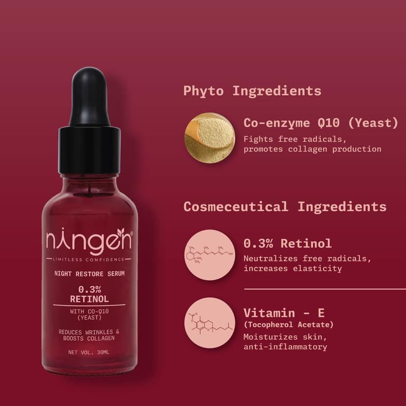Ningen Night Restore Face Serum | Nighttime Face Serum for Boosted Collagen & Fine Line Reduction view 2