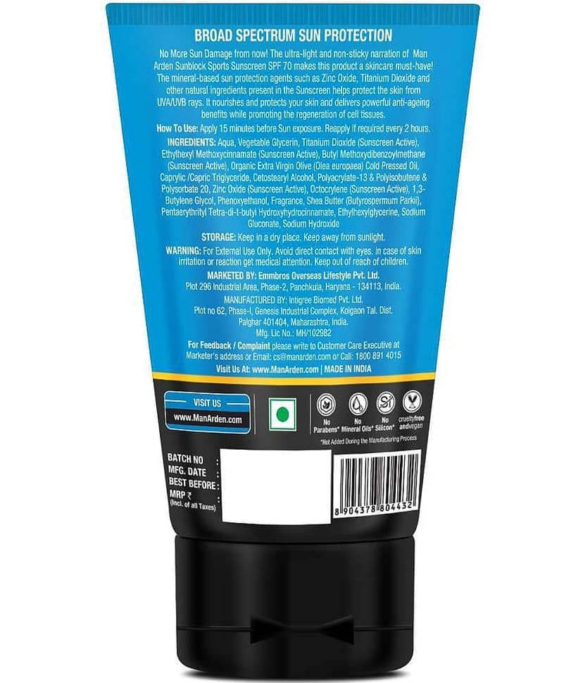 Man Arden - Sunscreen Cream For All Skin Type ( Pack of 1 ) view 2