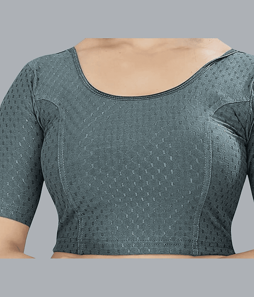 Bulbul Grey Readymade without Pad Lycra Women's Blouse ( Pack of 1 ) view 2