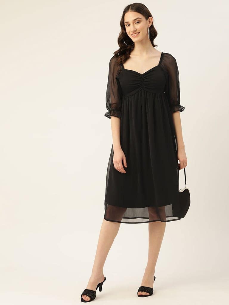 Rue Collection Gathered Sweetheart Neck Chiffon Fit & Flare Dress view 3