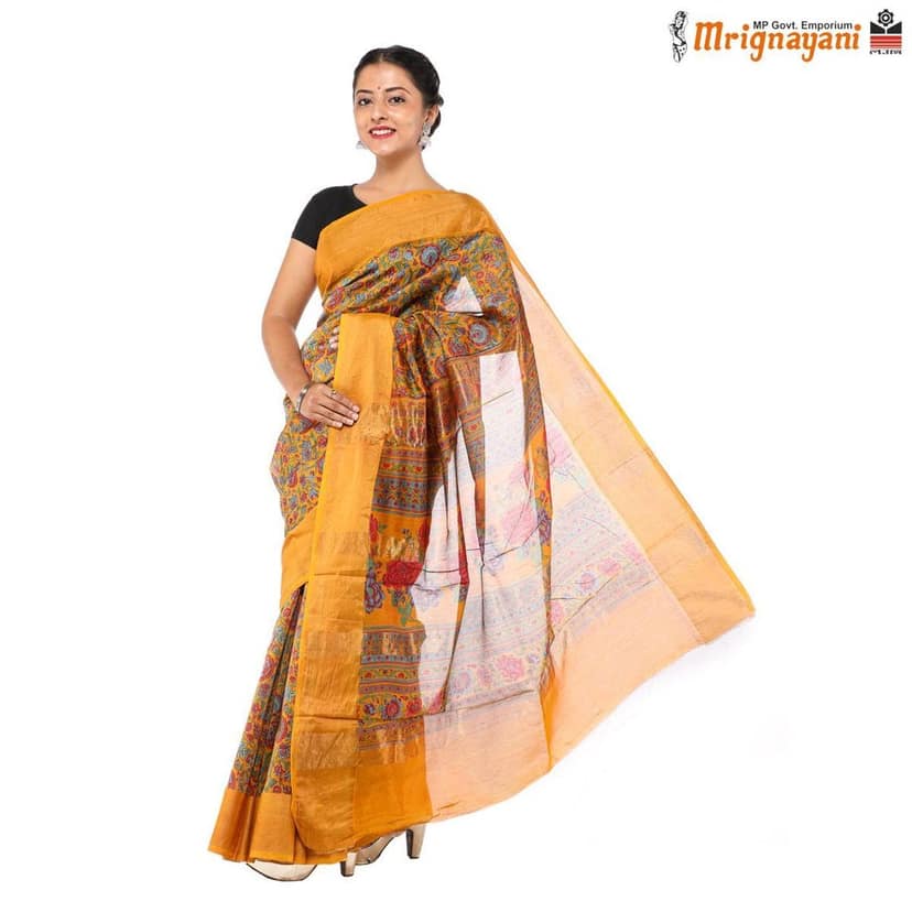 HANDLOOM CHANDERI SILK SAREE WITH BLOUSE (SKU - 3N0101080622, SAREE-1054)
