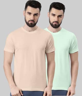 Veirdo Pack of 2 100% Cotton Regular Fit Men's T-Shirt ( Mustard )